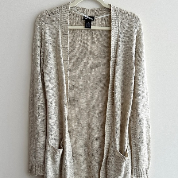Wet Seal Open Front Long Knit Cardigan, Tan, Size Medium - Picture 2 of 16